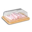 Porta Frios Queijos e Embutidos Bambu Com Tampa Acrílica Para Geladeira Class Home