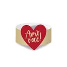 Porta Guardanapo "Amo Você" - Vermelho e Dourado - 6 unidades - Cromus - Rizzo