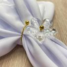 Porta Guardanapo Aramado Arame Dourado com Flor Transparente 01 Unidade Rizzo