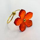 Porta Guardanapo Aramado Arame Dourado com Flor Vermelha 01 Unidade Rizzo