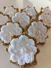 Porta guardanapo de crochê cor branco e dourado