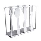 Porta Guardanapo de Mesa em Metal Branco Detalhe de Talheres
