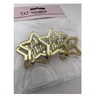 Porta Guardanapo Feliz Natal Estrela Acrílico Dourado 4 Un Vivarte - Inspire sua Festa Loja