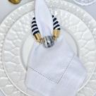 Porta Guardanapo Murano Azul Marinho e Branco