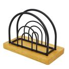 Porta Guardanapos de Bambu e Aço Preto 13x5x9cm - Mek