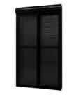 PORTA INTEGRADA 2,10x1,50 ALUMÍNIO PRETO COM PERSIANA 2 FOLHAS MÓVEIS VIDRO LISO ACIONAMENTO MANUAL COM FECHADURA LINHA SUPREMA