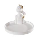 Porta Joia Menina e Borboletas Em Branco e Dourado 8x11x11cm