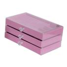 Porta Jóias Acrílico Luxo de Veludo com 3 Gavetas para Anéis, Pulseiras, Colar