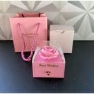 Porta joias com flor artificial rosa para presente anel pulseira colar organizador dia dos namorados casamento noivado