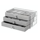 Porta Joias Maleta Com 3 Gavetas Em Veludo Feminino Elegante