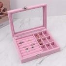 Porta Jóias Organizador Brincos Bijuteria Luxo Veludo Cor Rosa