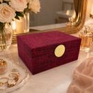 Porta Joias Vermelho Bordô Madeira Metal Fecho Dourado Luxo Porta Joias Vermelho Bordô Madeira Metal Fecho Dourado Luxo