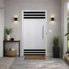 Porta Lambril 6 Vidros Alumínio Branco Com Puxador 210X90 Lado Esquerdo