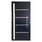 Porta Lambril c/friso 2,10x70 lado DIREITO L-25 no alum. preto c/puxador redondo e vidro lateral