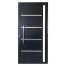 Porta Lambril c/friso 2,10x80 lado ESQUERDO L-25 no alum. preto c/puxador redondo e vidro lateral