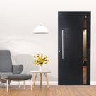 Porta Lambril de Alumínio 210 X 80cm com Puxador e Visor Linha 30 Abertura Esquerda