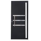 Porta Lambril de Alumínio 210 x 90cm com Friso e Visor Linha Veneza Abertura Direita