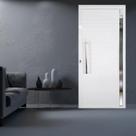 Porta Lambril de Alumínio 210 x 90cm com Visor Linha Veneza Esquadrias Bergamo Abertura Esquerda