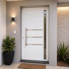 Porta Lambril de Alumínio 210x90cm com Friso e Visor Abertura Esquerda Yescasa Branco
