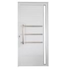 Porta Lambril de Alumínio Branco com Puxador, Friso e Vidro Linha Veneza Porta Lambril de Alumínio Branco com Puxador, Friso e Vidro Linha Veneza