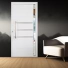 Porta Lambril de Alumínio Esquerda 210 X 80cm com Friso e Visor Linha Veneza Esquadrias Bergamo