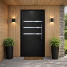 Porta Lambril Frizada Alumínio Preto Com Puxador 210X90 Lado Esquerdo Porta Lambril Frizada Alumínio Preto Com Puxador 210X90 Lado Esquerdo
