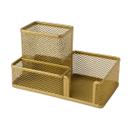 Porta Lápis, Caneta, Clips, Lembrete, Aramado, Dourado, 3 Divisórias Gv Office