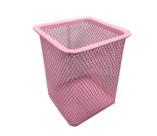 Porta Lápis e Caneta Aramado Quadrado Rosa
