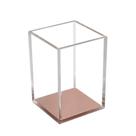 Porta-lápis e caneta MultiBey Acrílico Quadrado Rosa Dourado