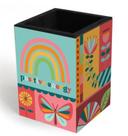Porta-lápis Fina Ideia Arco-Íris 7x7x10cm em MDF Porta-lápis Fina Ideia Arco-Íris 7x7x10cm em MDF