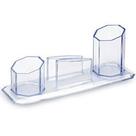 Porta Lápis Organizador de Mesa com Porta Clips e Lembretes Cristal Maxcril