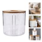 Porta Lenço e Papel Higiênico de Mesa Acrílico e Bambu para Banheiro e Escritório Transparente Yeet Porta Lenço e Papel Higiênico de Mesa Acrílico e Bambu para Banheiro e Escritório Transparente Yeet