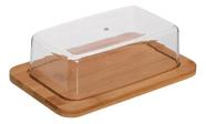 Porta Manteiga Frios De Bambu Com Tampa Acrílica Porta Manteiga Frios De Bambu Com Tampa Acrílica