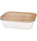 Porta Mantimento 1 Litro 19,5cm Comprimento Por 14,5cm Largura Retangular Em Vidro Borossilicato Com Tampa Bambu Porta Mantimento 1 Litro 19,5cm Comprimento Por 14,5cm Largura Retangular Em Vidro Borossilicato Com Tampa Bambu