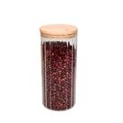 Porta Mantimento Canelado com Tampa em Bambu 1,5L