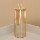Porta Mantimento de Vidro CANELADO ÂMBAR CRISTAL Pote hermético 1050ML cozinha Tampa Bambu porta tempero