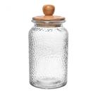 Porta Mantimento de Vidro Martelado com Tampa de Bambu 1,3L - Wolff