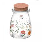 Porta Mantimento Redondo De Vidro Com Tampa De Rolha Flora 255ml Lyor