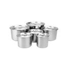 Porta Mantimentos Aço Inox Lata com Tampa Armazenar Kit 6un