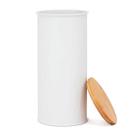 Porta Mantimentos em Metal com Tampa de Bambu Branco 26cm Porta Mantimentos em Metal com Tampa de Bambu Branco 26cm