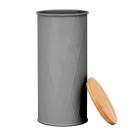 Porta Mantimentos em Metal com Tampa de Bambu Cinza 26cm Porta Mantimentos em Metal com Tampa de Bambu Cinza 26cm