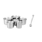 Porta Mantimentos Inox Lata Tampa 6un e Colher Medidora