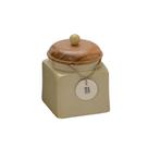 Porta Mantimentos Quadrado Em Cerâmica Com Tampa Em Madeira Tea 750ml Espressione - Mabruk