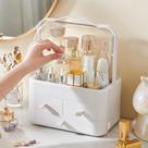 Porta Maquiagem com Alça Organizador de Perfumes Cosméticos Tampa Branco Transparente Luxo
