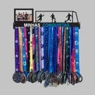 Porta Medalhas Atacante Futebol quadro com foto Mdf Preto Decorativo Esporte
