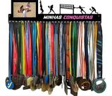 Porta Medalhas Beach Tennis Feminino 62cm com Porta Retrato 10x15cm