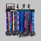 Porta Medalhas Corrida Masculino MDF Preto 20 Ganchos