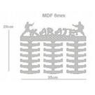 Porta Medalhas Karate Preto Suporte MDF Personalizado Ganchos Expositor com Nome