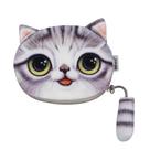 Porta-moedas mosstyus Cute 3D Plush Face Cat Face Cinza Algodão