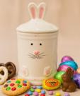 Porta objeto decorativo Páscoa branco/rosa - 18cm